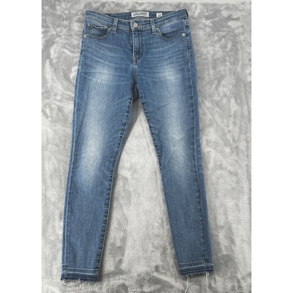Lucky Brand Denim - Lucky Brand Ava Skinny Jeans Women 28 Blue Mid Rise Stretch Raw Hem Denim